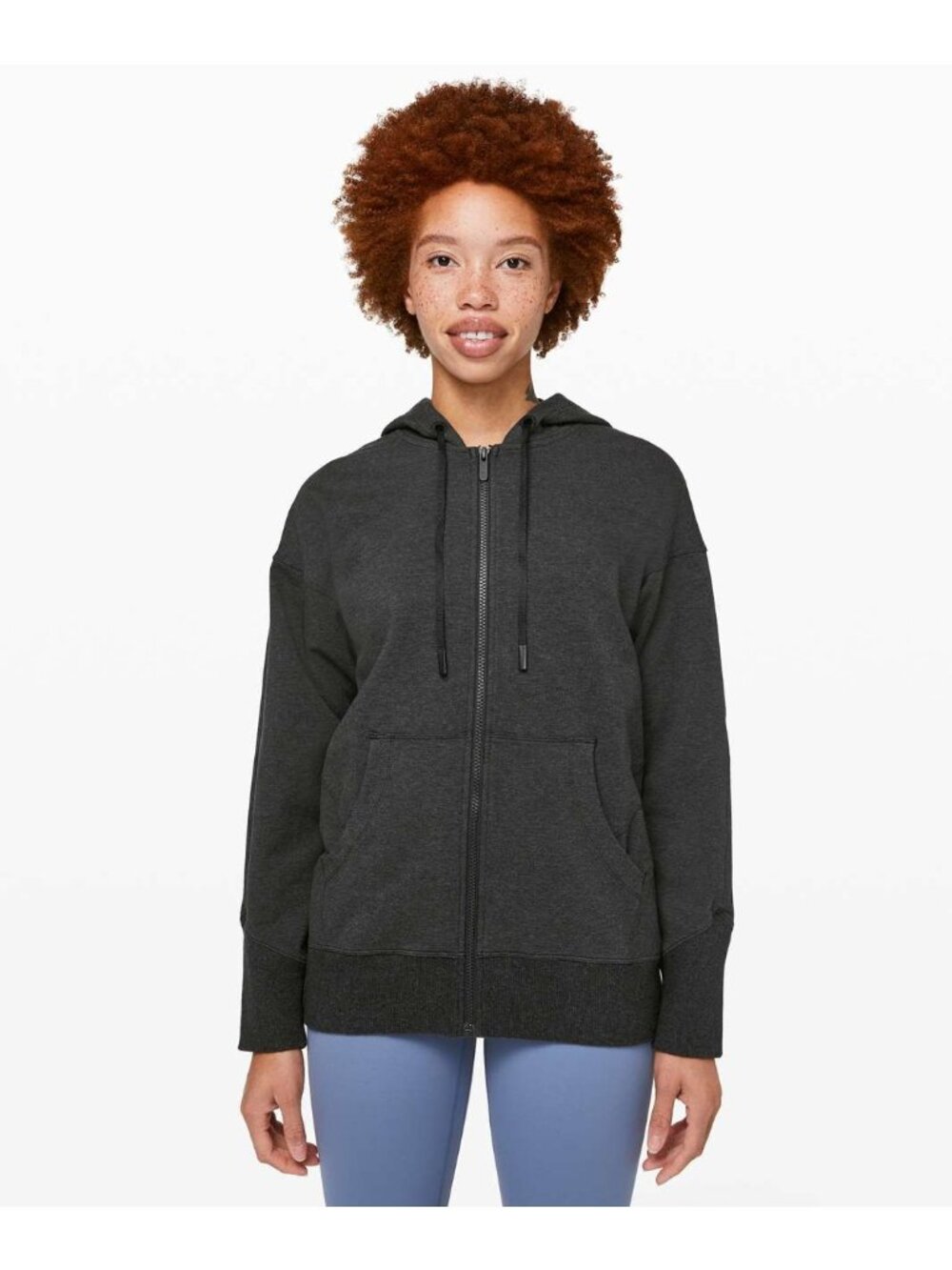 Lululemon Womens Heather Black Ready To Roll Full Zip Hoodie Sweater Size 6